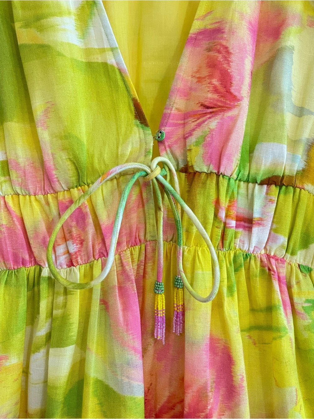 Hemant & Nandita Bright Yellow & Pink Floral Dress - Picture 4 of 7